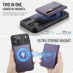 For iPhone 18 Pro JEEHOOD J12 Exquisite RFID MagSafe Zipper Card Bag Phone Case(Purple)
