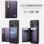 For iPhone 18 Pro JEEHOOD J12 Exquisite RFID MagSafe Zipper Card Bag Phone Case(Purple)