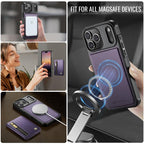 For iPhone 18 Pro JEEHOOD J12 Exquisite RFID MagSafe Zipper Card Bag Phone Case(Purple)