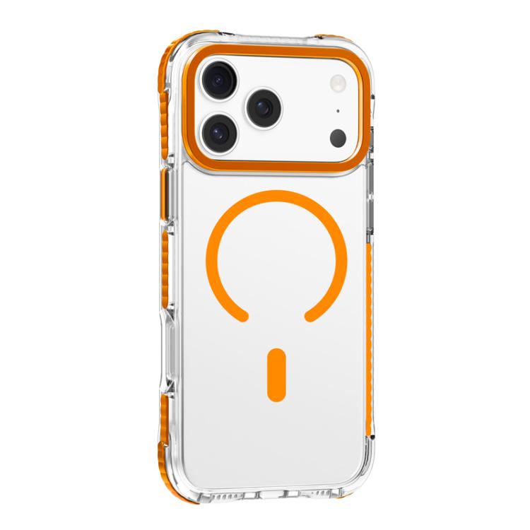 For iPhone 18 Pro / 17 Pro Mutural Transparent Color Series PC+TPU Magnetic MagSafe Phone Case(Orange)