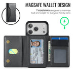 For iPhone 18 Pro / 17 Pro MAGKING K4 Series MagSafe RFID Tri-fold Card Bag Detachable Phone Case(Black)