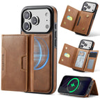 For iPhone 18 Pro / 17 Pro MAGKING K4 Series MagSafe RFID Tri-fold Card Bag Detachable Phone Case(Brown)