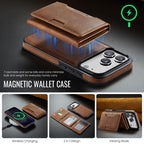 For iPhone 18 Pro / 17 Pro MAGKING K4 Series MagSafe RFID Tri-fold Card Bag Detachable Phone Case(Brown)