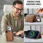 For iPhone 18 Pro / 17 Pro MAGKING K4 Series MagSafe RFID Tri-fold Card Bag Detachable Phone Case(Brown)