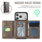 For iPhone 18 Pro / 17 Pro MAGKING K4 Series MagSafe RFID Tri-fold Card Bag Detachable Phone Case(Coffee)