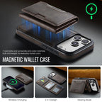 For iPhone 18 Pro / 17 Pro MAGKING K4 Series MagSafe RFID Tri-fold Card Bag Detachable Phone Case(Coffee)
