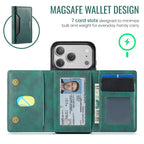 For iPhone 18 Pro / 17 Pro MAGKING K4 Series MagSafe RFID Tri-fold Card Bag Detachable Phone Case(Green)