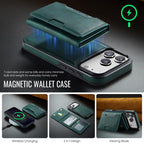 For iPhone 18 Pro / 17 Pro MAGKING K4 Series MagSafe RFID Tri-fold Card Bag Detachable Phone Case(Green)