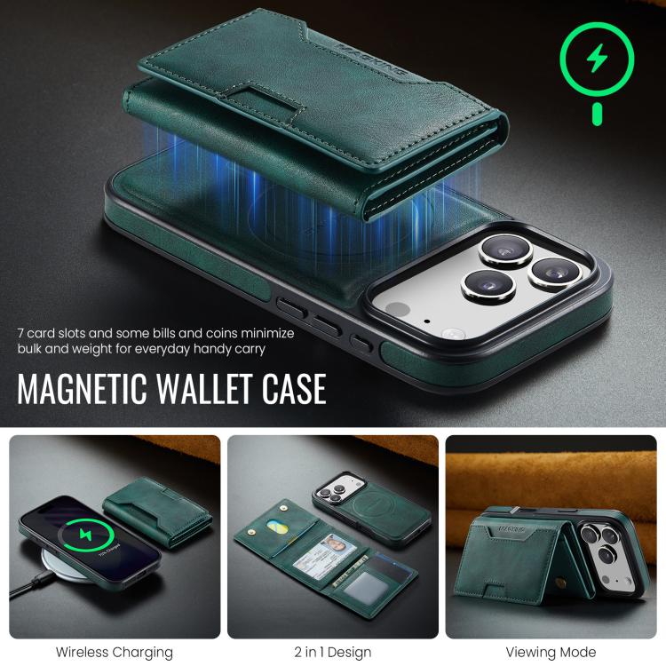 For iPhone 18 Pro / 17 Pro MAGKING K4 Series MagSafe RFID Tri-fold Card Bag Detachable Phone Case(Green)
