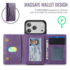 For iPhone 18 Pro / 17 Pro MAGKING K4 Series MagSafe RFID Tri-fold Card Bag Detachable Phone Case(Purple)