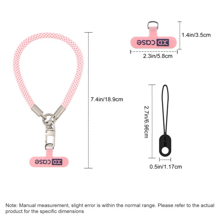 XDcase Anti-Lost Phone Wrist Lanyard with Metal Buckle & Gasket, Length: 18.9cm(Pink White)