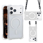 For iPhone 18 Pro / 17 Pro XDcase Four-Corner Hole Shockproof Magnetic Phone Case, Lanyard Not Included(Transparent)