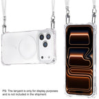 For iPhone 18 Pro / 17 Pro XDcase Four-Corner Hole Shockproof Magnetic Phone Case, Lanyard Not Included(Transparent)