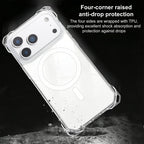 For iPhone 18 Pro / 17 Pro XDcase Four-Corner Hole Shockproof Magnetic Phone Case, Lanyard Not Included(Transparent)
