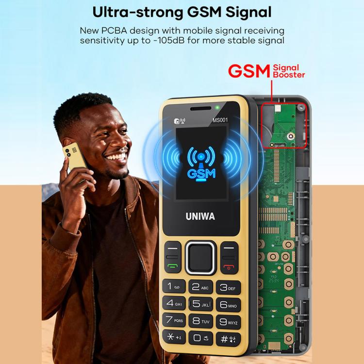 UNIWA MS001 Keypad Phone, 1.77 inch Spreadtrum SC6531CA, Network: 2G, 4 SIM 4 Standby, 21 Keys, Plug:UK Plug(Black)