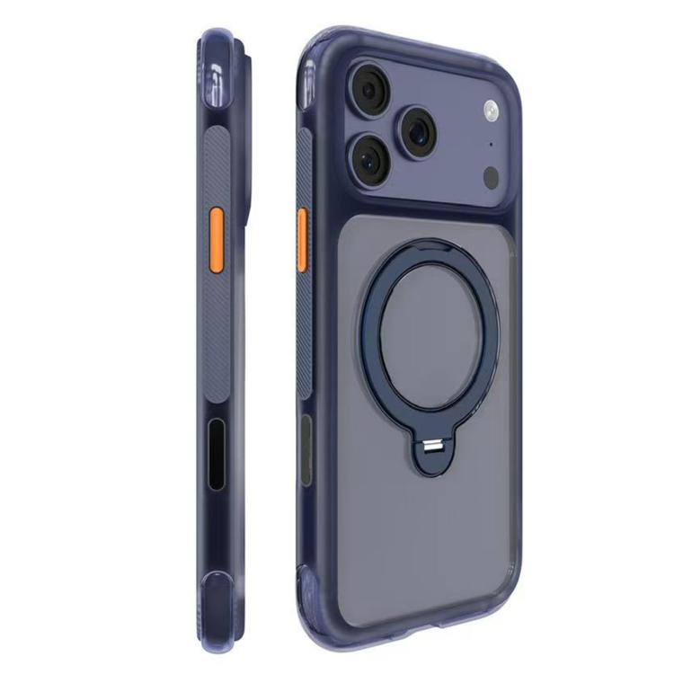 For iPhone 18 Pro / 17 Pro Mutural ArtShield Series Magnetic Holder Phone Case(Navy Blue)