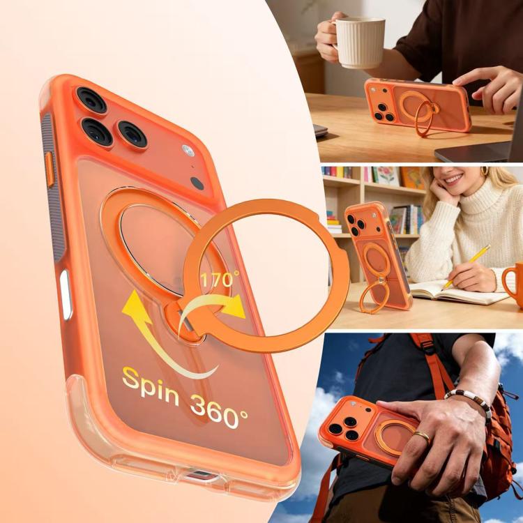 For iPhone 18 Pro / 17 Pro Mutural ArtShield Series Magnetic Holder Phone Case(Orange)