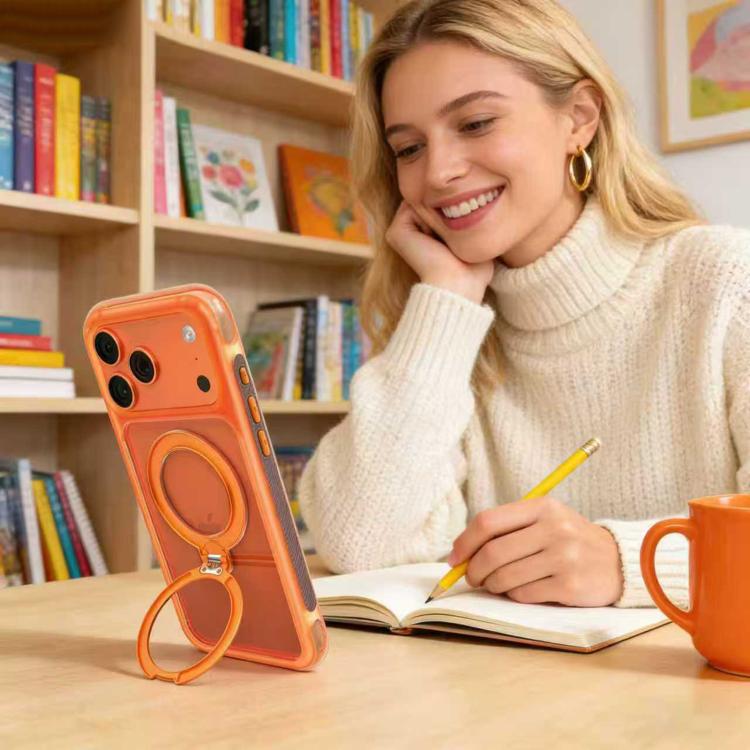 For iPhone 18 Pro / 17 Pro Mutural ArtShield Series Magnetic Holder Phone Case(Navy Blue)
