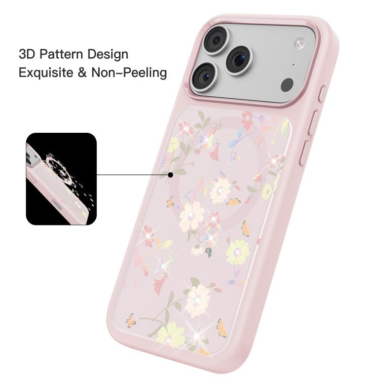 For iPhone 18 Pro / 17 Pro Mutural Flora Story Series Magnetic Phone Case(Pink Blooms)