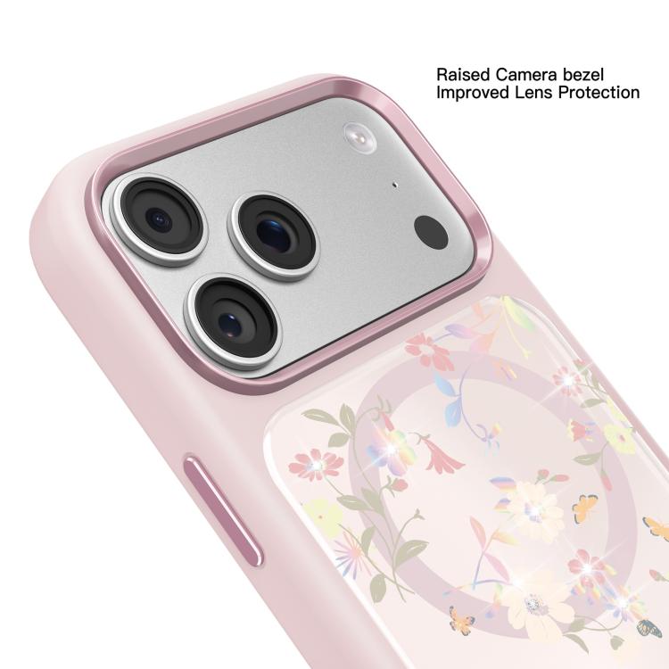 For iPhone 18 Pro / 17 Pro Mutural Flora Story Series Magnetic Phone Case(Pink Blooms)