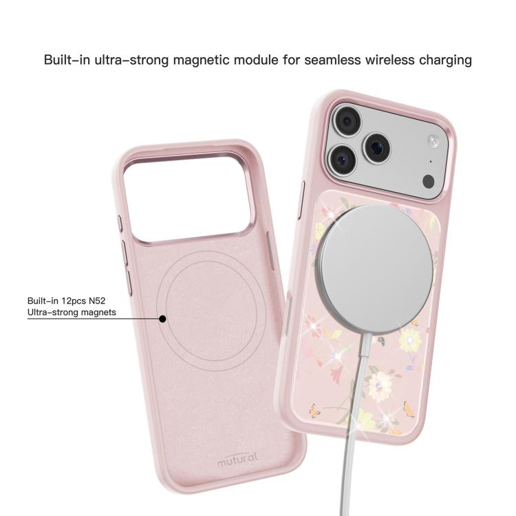For iPhone 18 Pro / 17 Pro Mutural Flora Story Series Magnetic Phone Case(Pink Blooms)