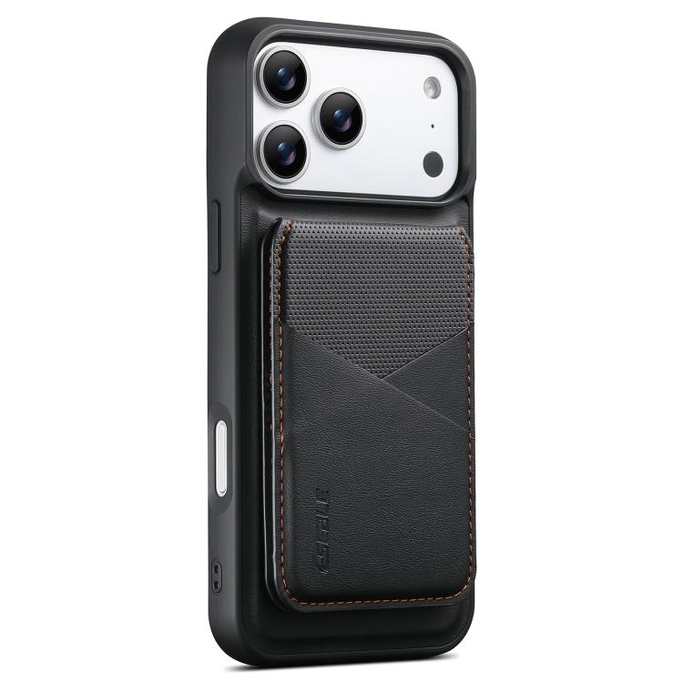 For iPhone 18 Pro / 17 Pro ESEBLE E6 Vegan Leather Detachable Card Holder Magnetic RFID Phone Case(Black)