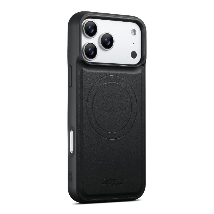 For iPhone 18 Pro / 17 Pro ESEBLE E6 Vegan Leather Detachable Card Holder Magnetic RFID Phone Case(Black)
