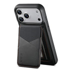 For iPhone 18 Pro / 17 Pro ESEBLE E6 Vegan Leather Detachable Card Holder Magnetic RFID Phone Case(Black)
