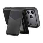 For iPhone 18 Pro / 17 Pro ESEBLE E6 Vegan Leather Detachable Card Holder Magnetic RFID Phone Case(Black)