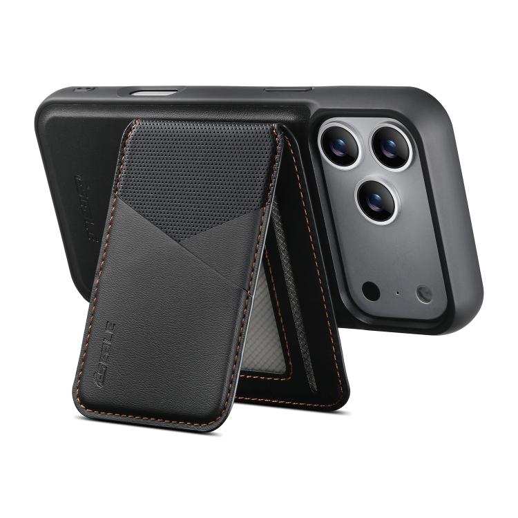 For iPhone 18 Pro / 17 Pro ESEBLE E6 Vegan Leather Detachable Card Holder Magnetic RFID Phone Case(Black)