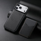 For iPhone 18 Pro / 17 Pro ESEBLE E6 Vegan Leather Detachable Card Holder Magnetic RFID Phone Case(Black)
