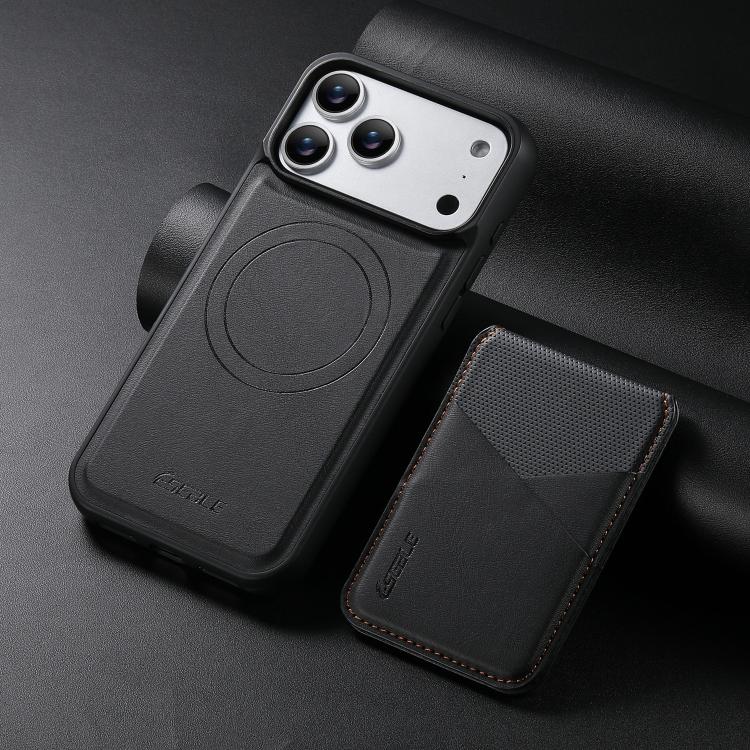 For iPhone 18 Pro / 17 Pro ESEBLE E6 Vegan Leather Detachable Card Holder Magnetic RFID Phone Case(Black)