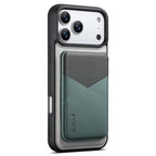 For iPhone 18 Pro / 17 Pro ESEBLE E6 Vegan Leather Detachable Card Holder Magnetic RFID Phone Case(White Green)
