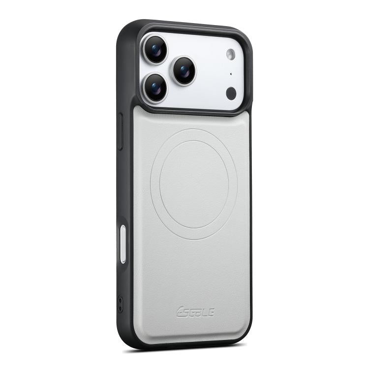 For iPhone 18 Pro / 17 Pro ESEBLE E6 Vegan Leather Detachable Card Holder Magnetic RFID Phone Case(White Green)
