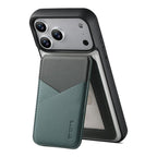 For iPhone 18 Pro / 17 Pro ESEBLE E6 Vegan Leather Detachable Card Holder Magnetic RFID Phone Case(White Green)