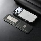 For iPhone 18 Pro / 17 Pro ESEBLE E6 Vegan Leather Detachable Card Holder Magnetic RFID Phone Case(White Green)