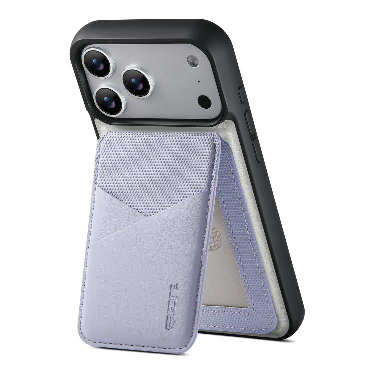 For iPhone 18 Pro / 17 Pro ESEBLE E6 Vegan Leather Detachable Card Holder Magnetic RFID Phone Case(White Purple)