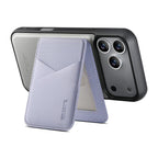 For iPhone 18 Pro / 17 Pro ESEBLE E6 Vegan Leather Detachable Card Holder Magnetic RFID Phone Case(White Purple)
