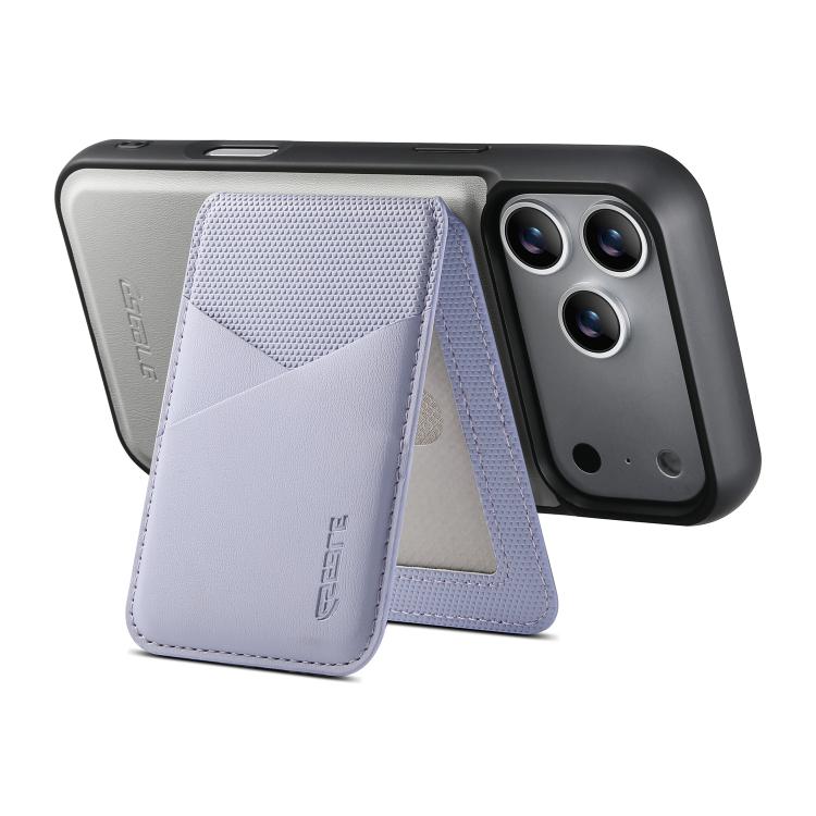 For iPhone 18 Pro / 17 Pro ESEBLE E6 Vegan Leather Detachable Card Holder Magnetic RFID Phone Case(White Purple)
