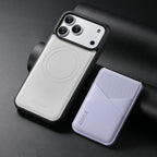 For iPhone 18 Pro / 17 Pro ESEBLE E6 Vegan Leather Detachable Card Holder Magnetic RFID Phone Case(White Purple)
