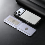 For iPhone 18 Pro / 17 Pro ESEBLE E6 Vegan Leather Detachable Card Holder Magnetic RFID Phone Case(White Purple)