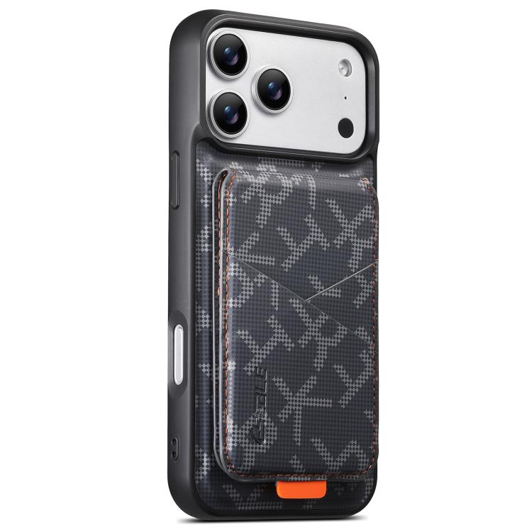 For iPhone 18 Pro / 17 Pro ESEBLE E5 Letter Pattern Detachable Card Holder Magnetic RFID Phone Case(Black)