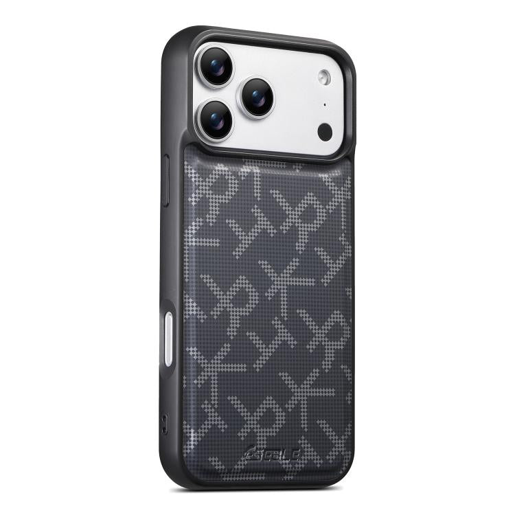 For iPhone 18 Pro / 17 Pro ESEBLE E5 Letter Pattern Detachable Card Holder Magnetic RFID Phone Case(Black)