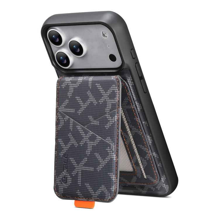For iPhone 18 Pro / 17 Pro ESEBLE E5 Letter Pattern Detachable Card Holder Magnetic RFID Phone Case(Black)