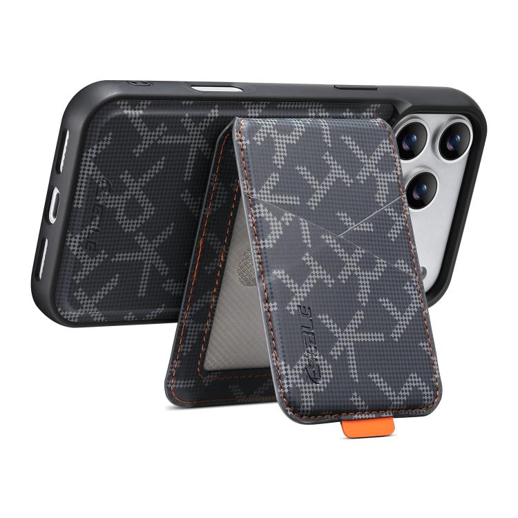 For iPhone 18 Pro / 17 Pro ESEBLE E5 Letter Pattern Detachable Card Holder Magnetic RFID Phone Case(Black)