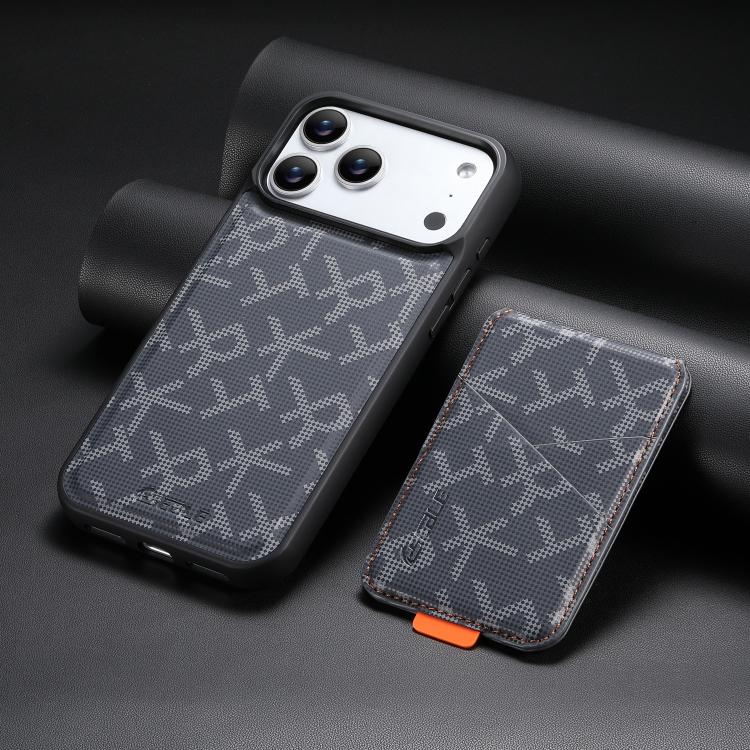For iPhone 18 Pro / 17 Pro ESEBLE E5 Letter Pattern Detachable Card Holder Magnetic RFID Phone Case(Black)