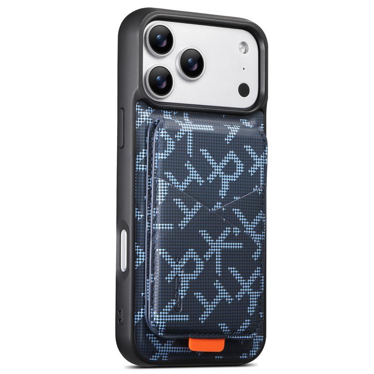 For iPhone 18 Pro / 17 Pro ESEBLE E5 Letter Pattern Detachable Card Holder Magnetic RFID Phone Case(Blue)