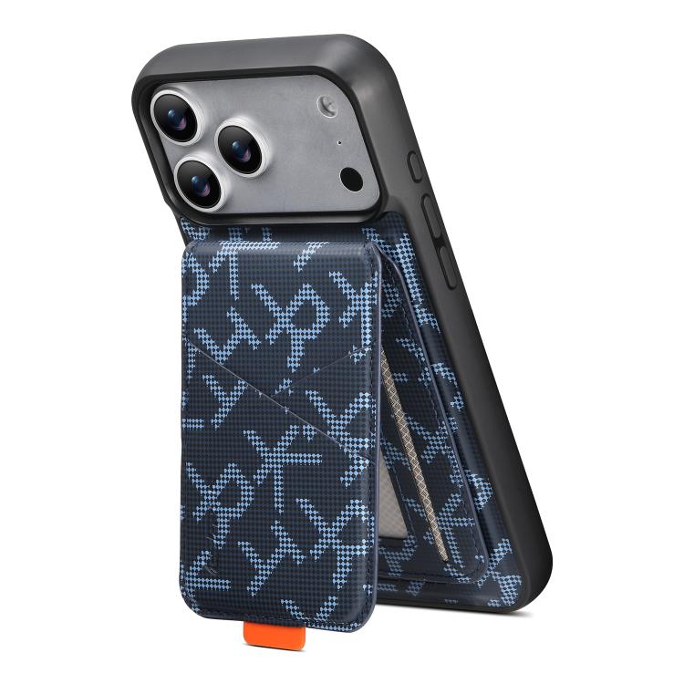 For iPhone 18 Pro / 17 Pro ESEBLE E5 Letter Pattern Detachable Card Holder Magnetic RFID Phone Case(Blue)