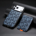 For iPhone 18 Pro / 17 Pro ESEBLE E5 Letter Pattern Detachable Card Holder Magnetic RFID Phone Case(Blue)