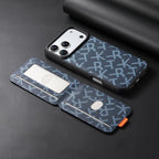 For iPhone 18 Pro / 17 Pro ESEBLE E5 Letter Pattern Detachable Card Holder Magnetic RFID Phone Case(Blue)